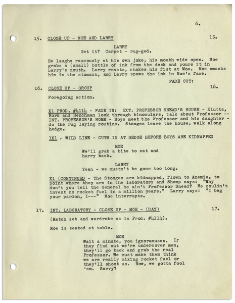 Moe Howard's Personally Owned Script for The Three Stooges Film ''Hot Stuff'', the ''Fake Shemp'' Film -- With Moe's Handwritten Notes on Back Cover